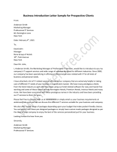 Business Introduction Letter to Prospective Clients