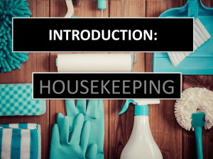Lesson 1 Provide Housekeeping Services to Guests - Part 1
