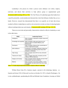Traits of effective leadership that contributed to Bill Gates success