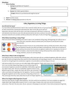 Reading  Cells, Organisms, & Living Things