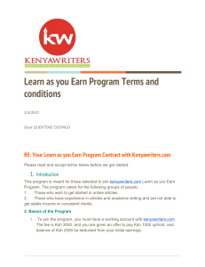 Kenyawriters Learn as You Earn Program Contract