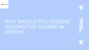 Why Should You Choose Automotive Course in Perth 