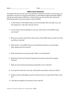 MSDS Activity Worksheet