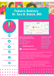 Pediatric Dentistry  Dr. Sara B. Babich, DDS