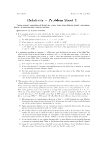 Problem sheet 1 for Spetial Relativity