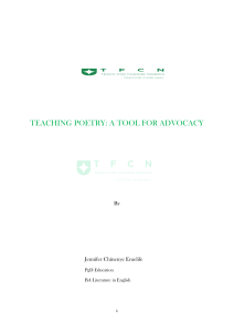 Teaching  Poetry: A Tool For Advocacy by Jennifer Chinenye Emelife
