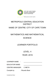 Math Learner Portfolio Level 4