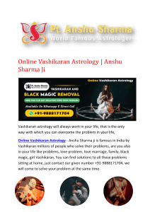 Vashikaran Specialist in Toronto -Astrologer Anshu Sharma