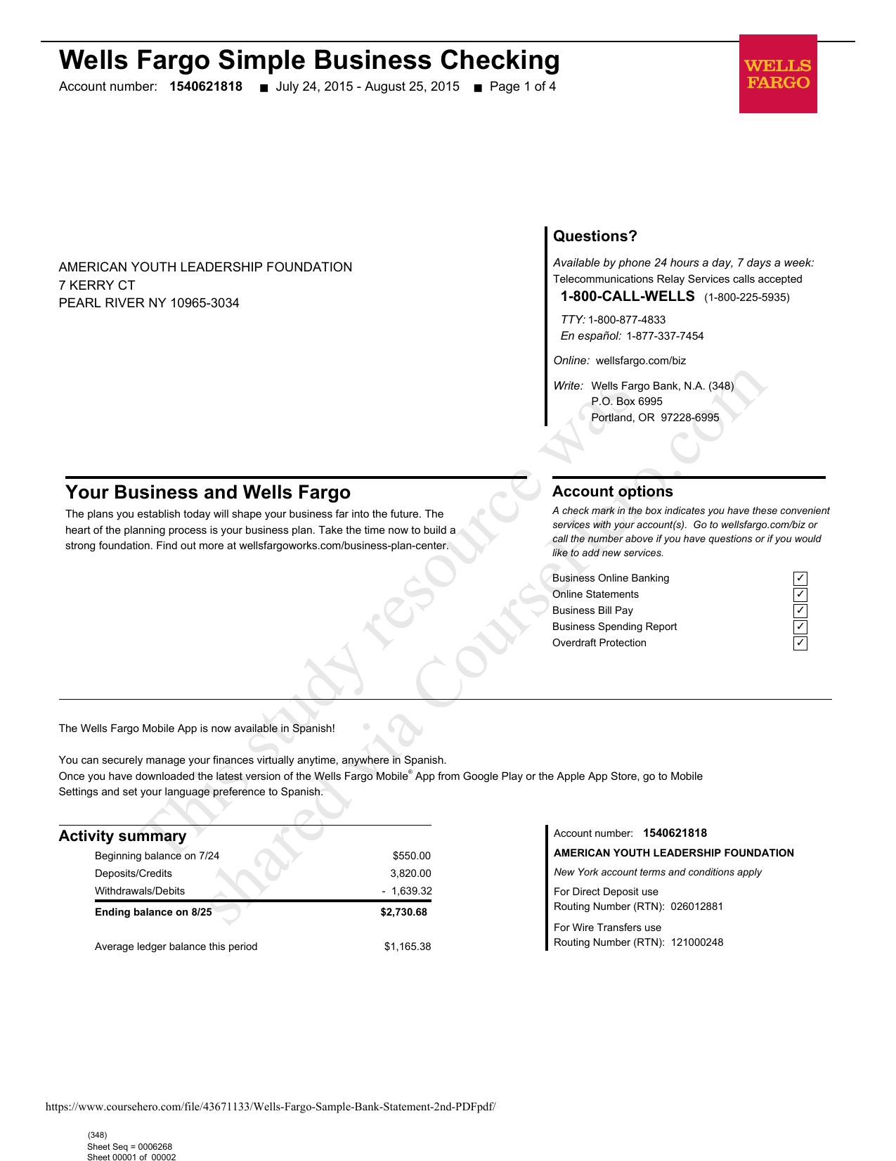 Wells Fargo Bank Statement Template Opportunity Checking sites.unimi.it