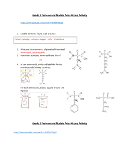 Grade 9 Proteins and Nucleic Acids SLA1