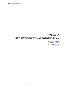 Quality Management Plan Foodista A00101853