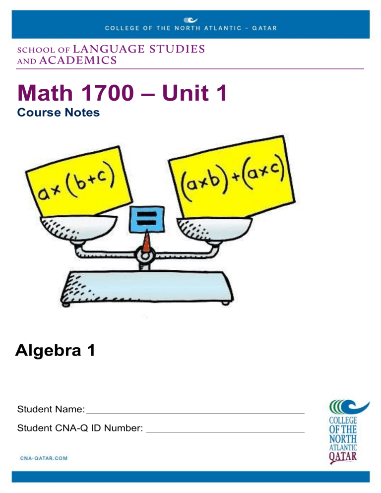 Unit 1 Course Notes