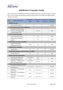 List of documents AS9100 Transition Toolkit EN