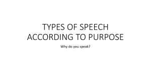 TYPES OF SPEECH ACCORDING TO PURPOSE
