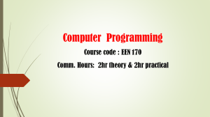 MATLAB Programming Basics: Course EEN 170