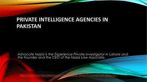 Private Intelligence Agencies in Pakistan for Legal Investigation