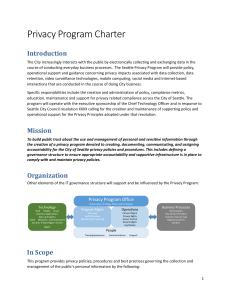 Seattle Privacy Program Charter: Data Governance