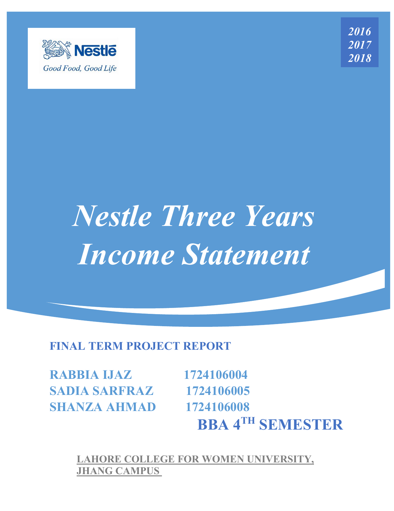 cost sheet of nestle