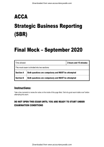 ACCA Strategic Business Reporting SBR September Mock Exam Questions
