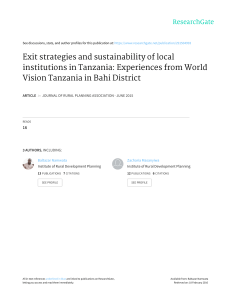 Exit strategies and sustainability of local institutions in Tanzania(1)