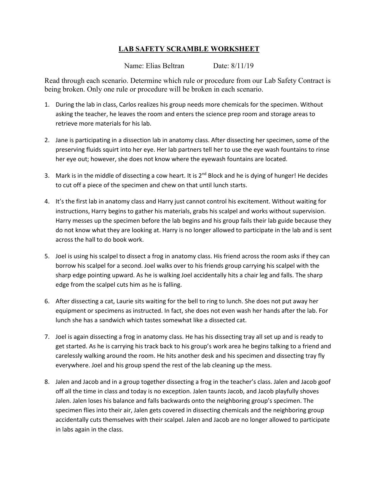 LAB SAFETY SCRAMBLE WORKSHEET copy Throughout Lab Safety Worksheet Answer Key