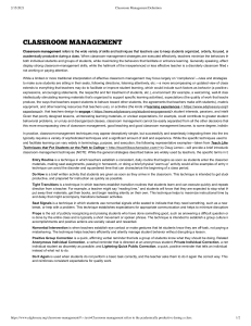 Classroom Management Definition