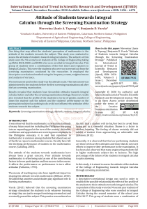 Attitude of Students towards Integral Calculus through the Screening Examination Strategy