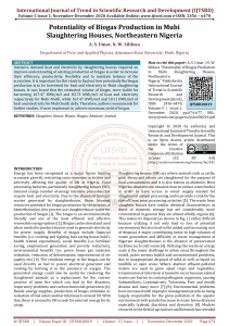 Potentiality of Biogas Production in Mubi Slaughtering Houses, Northeastern Nigeria