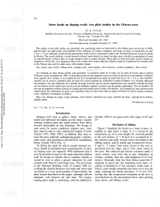 Snow Loads on Sloping Roofs--2 pilot studies in the Ottawa area by Talor 1984