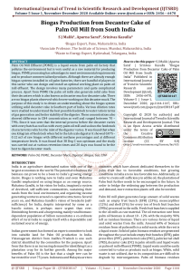 Biogas Production from Decanter Cake of Palm Oil Mill from South India