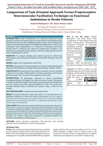 Comparison of Task Oriented Approach Versus Proprioceptive Neuromuscular Facilitation Technique on Functional Ambulation in Stroke Patients