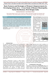 Basic Features and Strategies of Women’s Empowerment of a Developing Urban Area –  A Case Study of Memari Municipality Purba Bardhaman West Bengal India