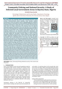 Community Policing and National Security A Study of Selected Local Government Areas in Bayelsa State Nigeria