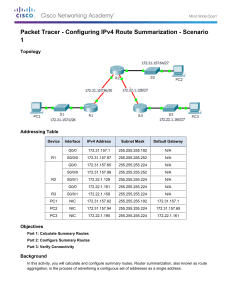 6.4.1.5 Packet Tracer - Configuring IPv4 Route Summarization - Scenario 1 Instructions