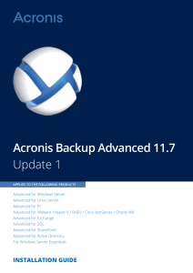 Acronis Backup Advanced 11.7 Installation Guide