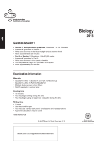 2018 Biology Examination Paper