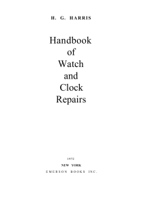 Handbook of Watch and Clock Repairs