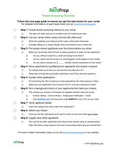 One-Page Tenant Screening Checklist