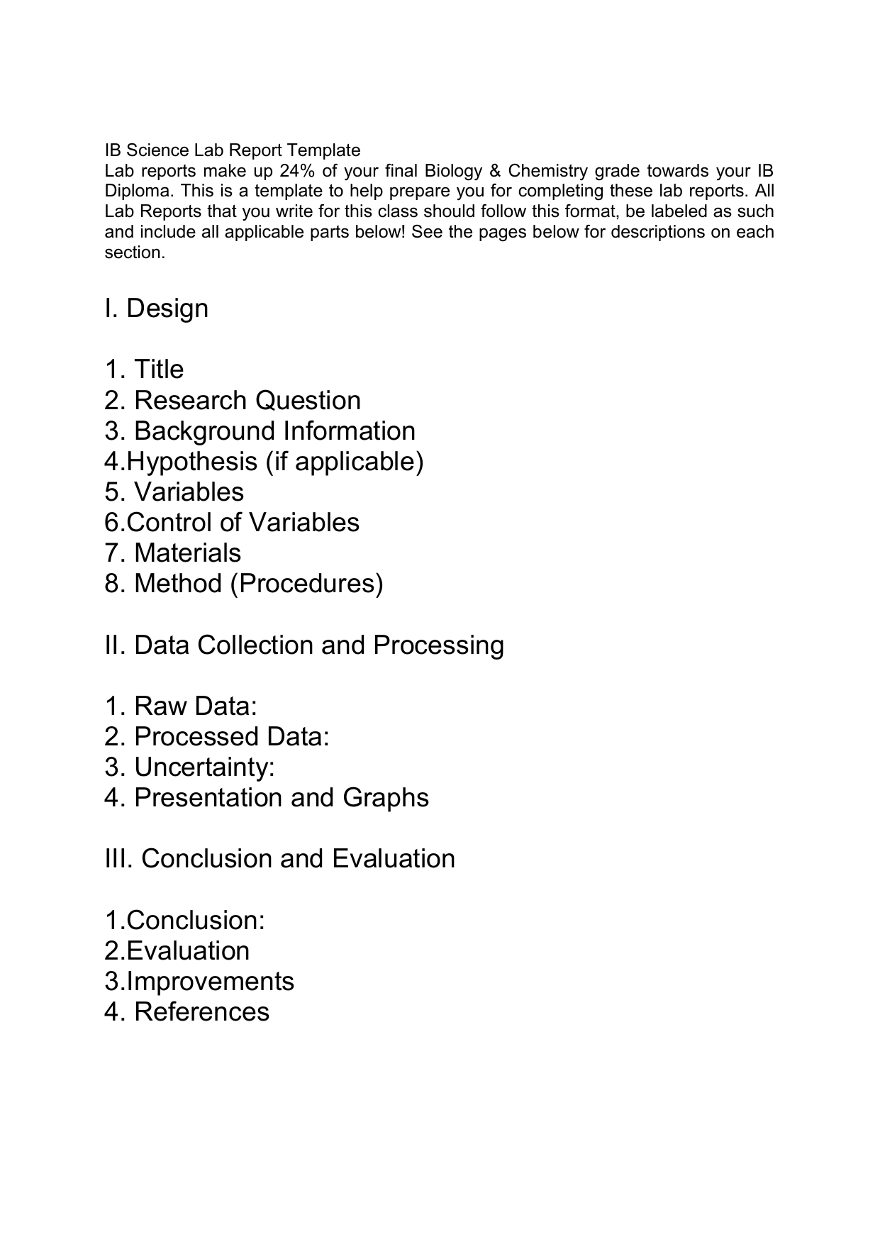 IB Science Lab Report Template Pertaining To Ib Lab Report Template