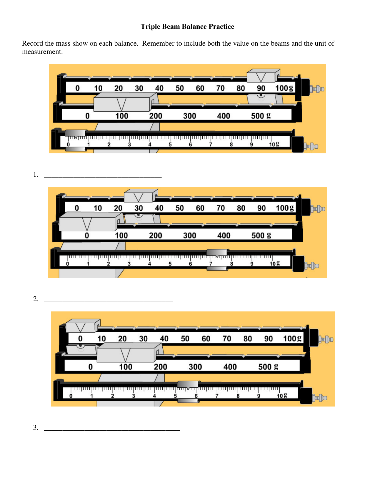 How To Use A Triple Beam Balance To Measure For Triple Beam Balance Practice Worksheet