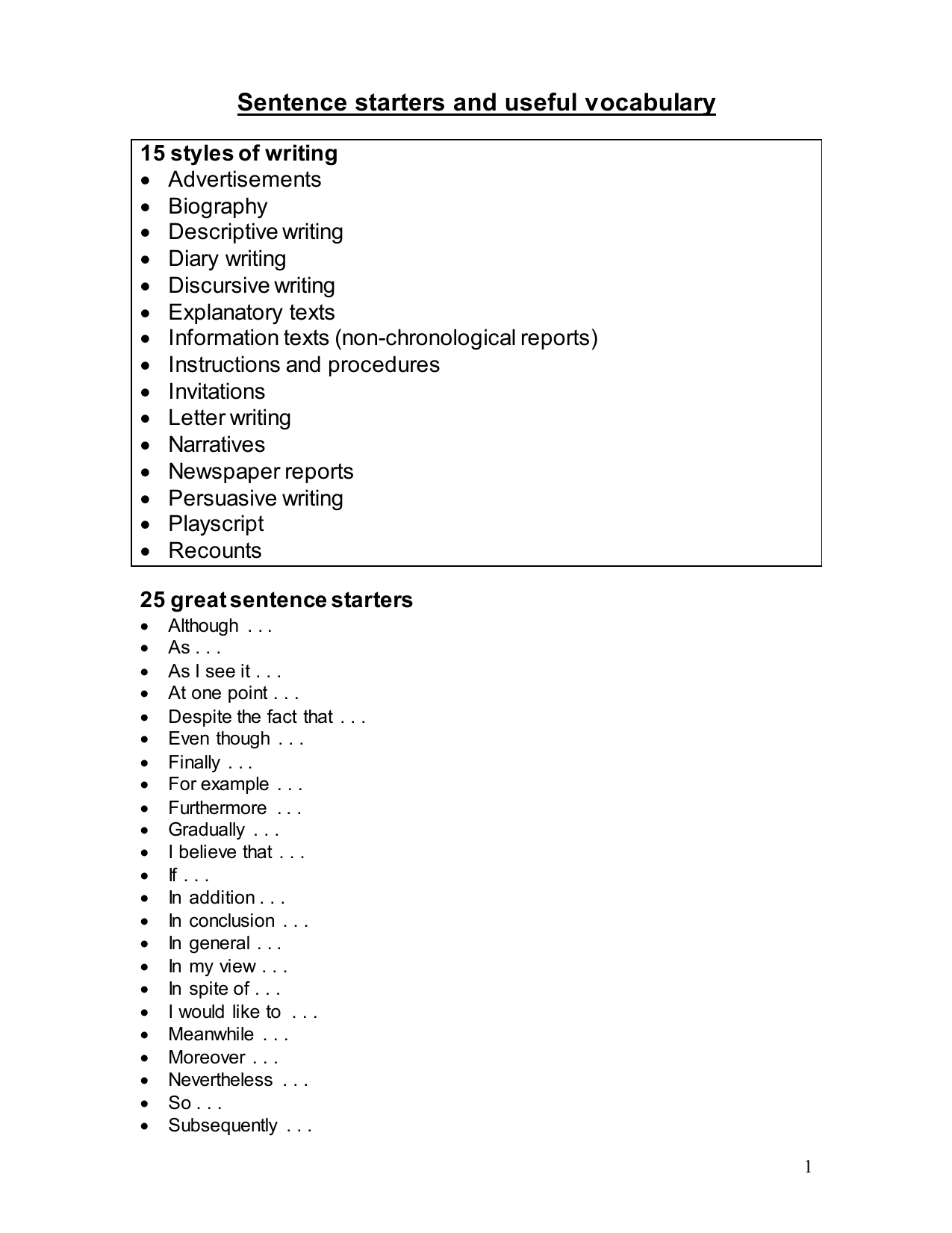 Top Notch Non Chronological Report Sentence Openers Example Methods 
