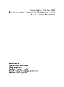 International Journal of Multidisciplinary Educational Research volume9-issue7(2)-2020 
