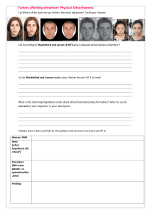 Physical attractiveness worksheet- evolutionary and social explanations for physical attraction