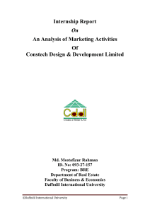Internship Report On An Analysis of Marketing Activities Of Constech Design & Development Limited