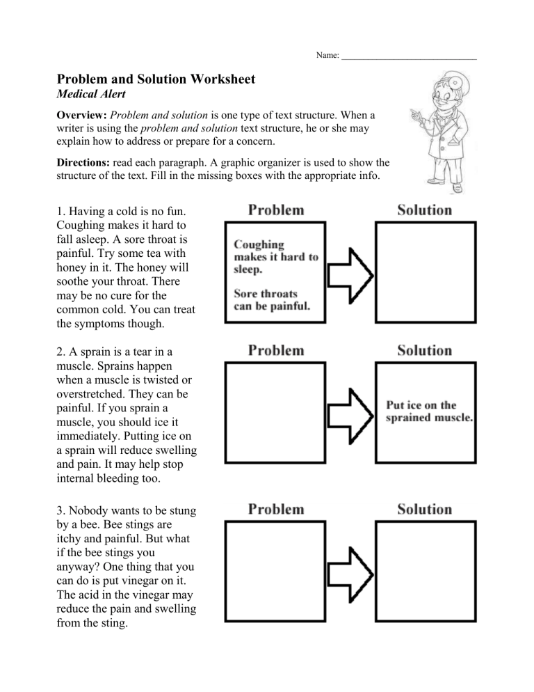 Problem and solution worksheet