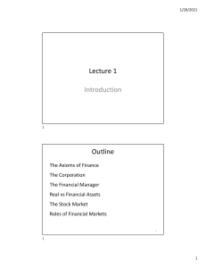 Principles of Finance - Lecture 1