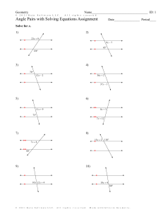 Angle Pairs with Solving Equations Assignment