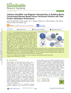 論文発表 3 Cellulose Nanofiber and Magnetic Nanoparticles as Building Blocks Constructing Biomass-based Porous Structured Particles and their Protein Adsorption Performance