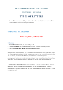 SEMINAR 10 LETTER WRITING 2 TYPES OF LETTERS