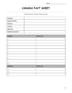 Canada Facts Worksheet